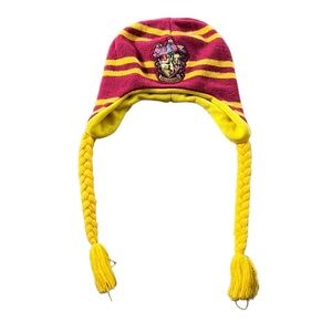 Harry Potter Gryffindor Adult Beanie Flaps Tie Rope with  Pom Pom One Size Knit